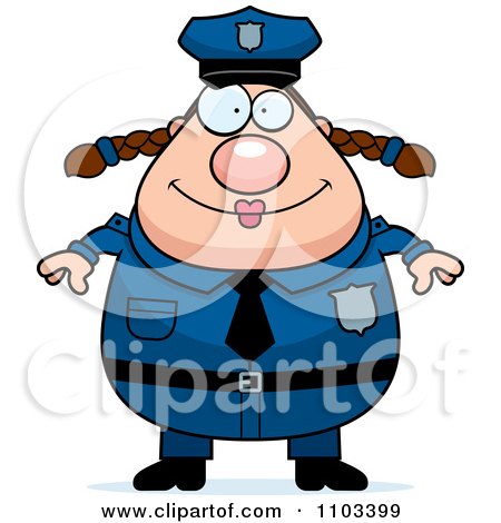 Clipart Happy Chubby Caucasian Police Woman - Royalty Free Vector Illustration by Cory Thoman