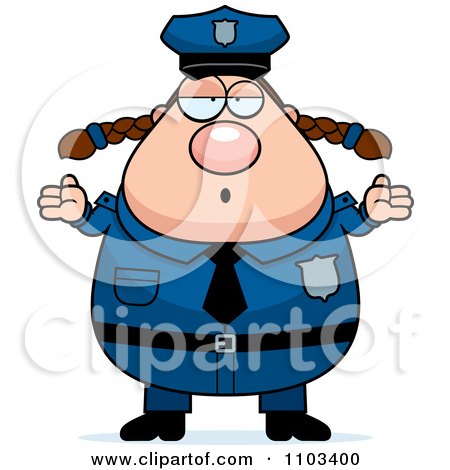 Clipart Shrugging Careless Chubby Caucasian Police Woman - Royalty Free Vector Illustration by Cory Thoman