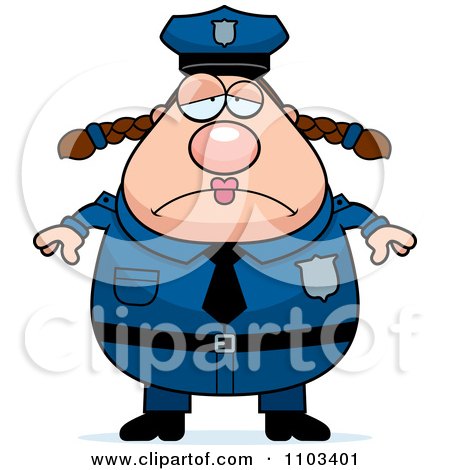 Clipart Depressed Chubby Caucasian Police Woman - Royalty Free Vector Illustration by Cory Thoman
