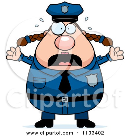 Clipart Panicing Chubby Caucasian Police Woman - Royalty Free Vector Illustration by Cory Thoman