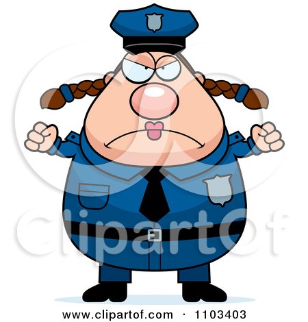 Clipart Angry Chubby Caucasian Police Woman - Royalty Free Vector Illustration by Cory Thoman