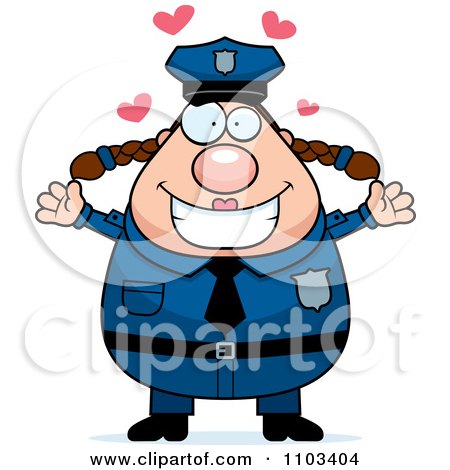 Clipart Loving Chubby Caucasian Police Woman - Royalty Free Vector Illustration by Cory Thoman