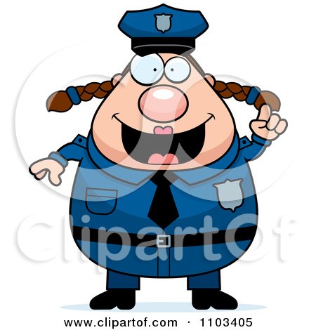 Clipart Chubby Caucasian Police Woman With An Idea - Royalty Free Vector Illustration by Cory Thoman