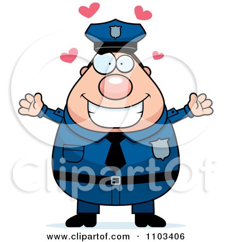 Clipart Loving Chubby Caucasian Police Man - Royalty Free Vector Illustration by Cory Thoman