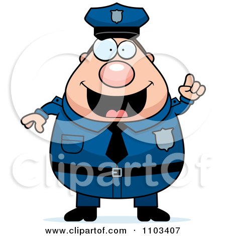 Clipart Chubby Caucasian Police Man With An Idea - Royalty Free Vector Illustration by Cory Thoman