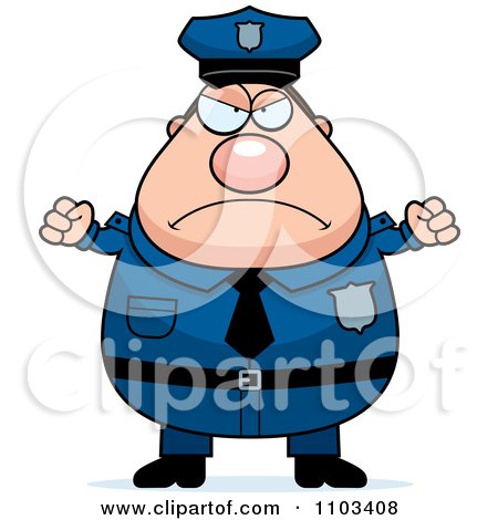 Clipart Angry Chubby Caucasian Police Man - Royalty Free Vector Illustration by Cory Thoman