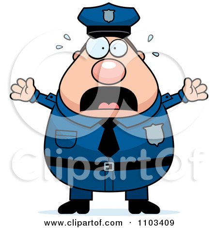Clipart Frightened Chubby Caucasian Police Man - Royalty Free Vector Illustration by Cory Thoman