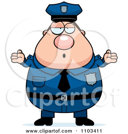 Clipart Careless Shrugging Chubby Caucasian Police Man - Royalty Free Vector Illustration by Cory Thoman