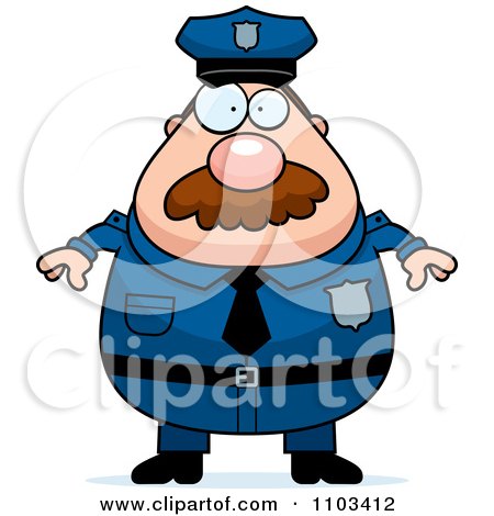 Clipart Chubby Caucasian Police Man With A Mustache - Royalty Free Vector Illustration by Cory Thoman