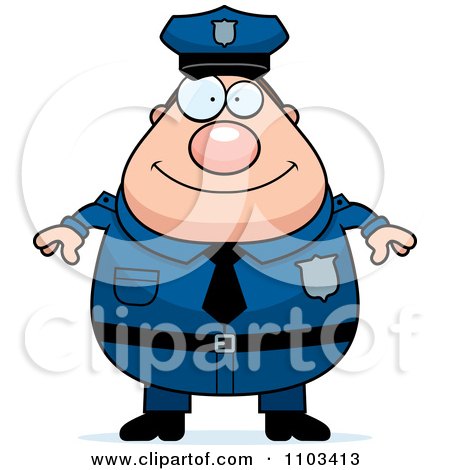 Clipart Happy Chubby Caucasian Police Man - Royalty Free Vector Illustration by Cory Thoman
