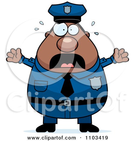 Clipart Chubby Black Police Man - Royalty Free Vector Illustration by Cory Thoman