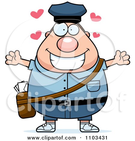 Clipart Loving Chubby Caucasian Mail Man Postal Worker - Royalty Free Vector Illustration by Cory Thoman