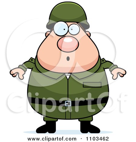 Clipart Surprised Chubby Caucasian Army Man - Royalty Free Vector Illustration by Cory Thoman