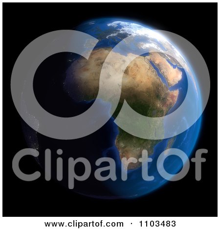 Clipart 3d Globe Featuring Africa On Black - Royalty Free CGI Illustration by Leo Blanchette