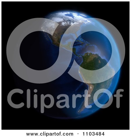 Clipart 3d Globe Featuring The Americas On Black - Royalty Free CGI Illustration by Leo Blanchette