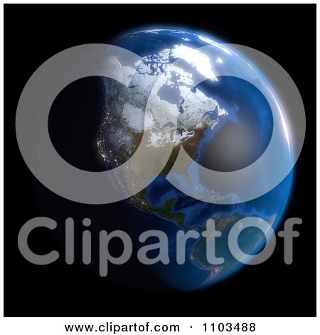 Clipart 3d Globe Featuring North America On Black - Royalty Free CGI Illustration by Leo Blanchette