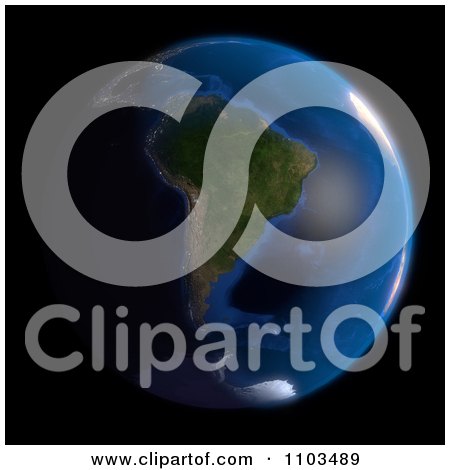 Clipart 3d Globe Featuring South America On Black - Royalty Free CGI Illustration by Leo Blanchette