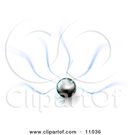 Black Sphere With Blue Electrical Arms Clipart Illustration by Leo Blanchette