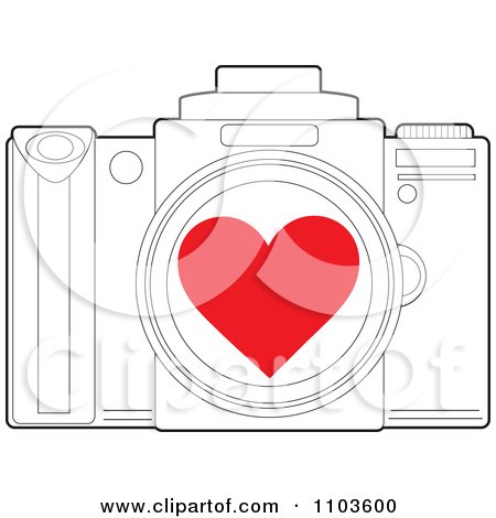 Clipart Red Heart Over An Outlined Camera - Royalty Free Vector Illustration by Maria Bell