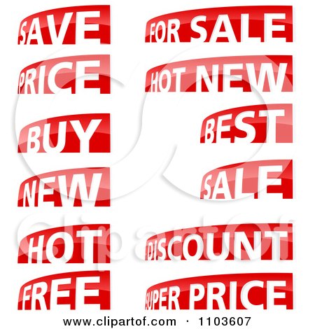 Clipart Red And White Save Price Buy New Hot Free For Sale Best And Discount Labels - Royalty Free Vector Illustration by dero