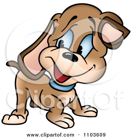 Clipart Happy Brown Puppy Dog Looking Back - Royalty Free Vector Illustration by dero