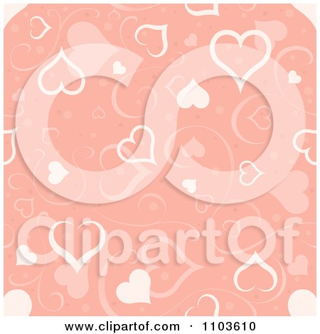 Clipart Pastel Pink Heart And Swirl Background Pattern - Royalty Free Vector Illustration by dero