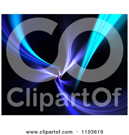 Clipart Blue And Purple Fracta Swooshes On Black - Royalty Free CGI Illustration by Arena Creative