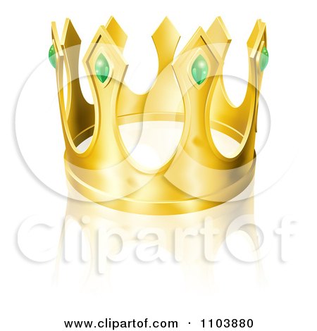 Clipart Golden King Crown With Emeralds - Royalty Free Vector Illustration by AtStockIllustration