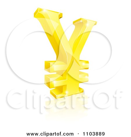 Clipart 3d Golden Yen Currency Symbol - Royalty Free Vector Illustration by AtStockIllustration