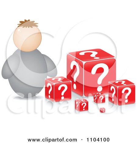 Clipart Avatar Person With Question Cubes - Royalty Free Vector Illustration by Andrei Marincas