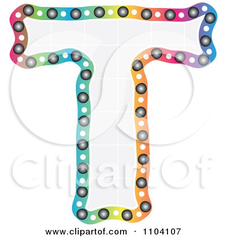 Clipart Colorful Capital Letter T With A Grid Pattern - Royalty Free Vector Illustration by Andrei Marincas