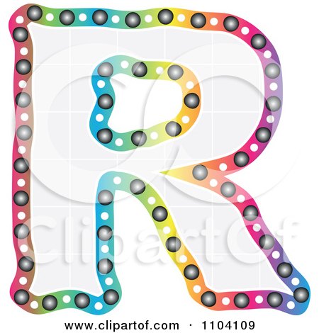 Clipart Colorful Capital Letter R With A Grid Pattern - Royalty Free Vector Illustration by Andrei Marincas