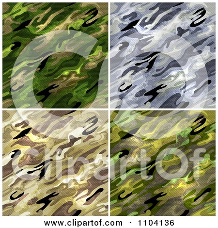 Clipart Seamless Green Gray And Tan Military Camouflage Background Patterns - Royalty Free Vector Illustration by TA Images