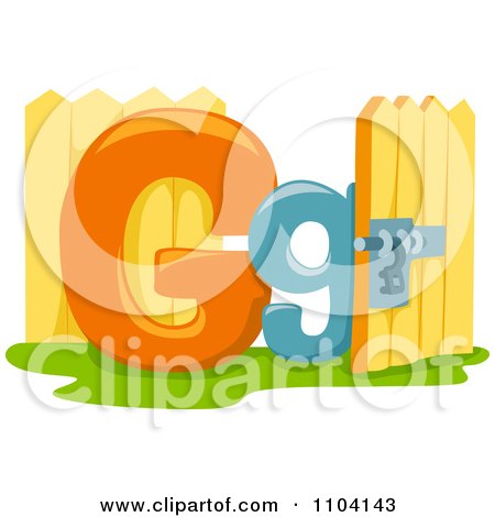 Clipart Capital And Lowercase Letter G With A Gate - Royalty Free Vector Illustration by BNP Design Studio