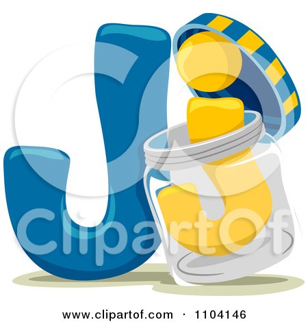 Clipart Capital And Lowercase Letter J With A Jar - Royalty Free Vector Illustration by BNP Design Studio