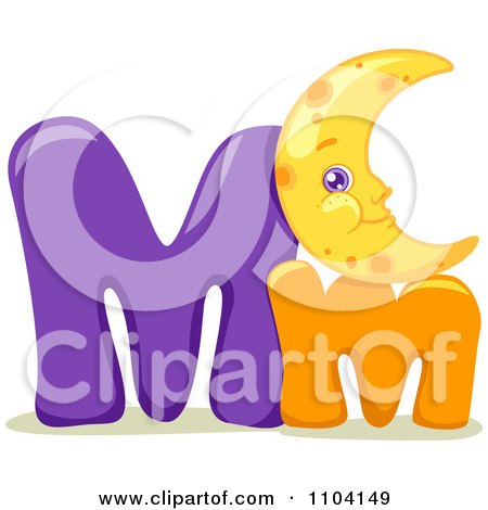Clipart Capital And Lowercase Letter M With A Moon - Royalty Free Vector Illustration by BNP Design Studio
