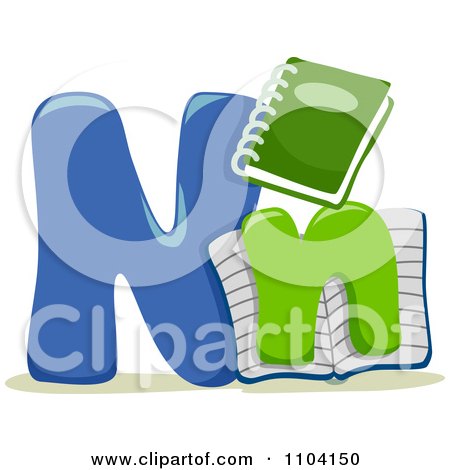 Clipart Capital And Lowercase Letter N With Notebooks - Royalty Free Vector Illustration by BNP Design Studio