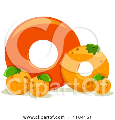 Clipart Capital And Lowercase Letter O With Oranges - Royalty Free Vector Illustration by BNP Design Studio