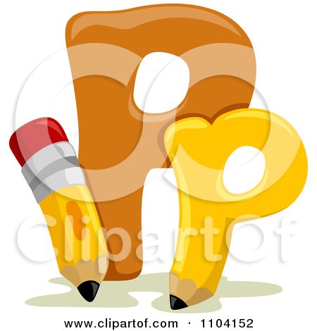 Clipart Capital And Lowercase Letter P With Pencils - Royalty Free Vector Illustration by BNP Design Studio