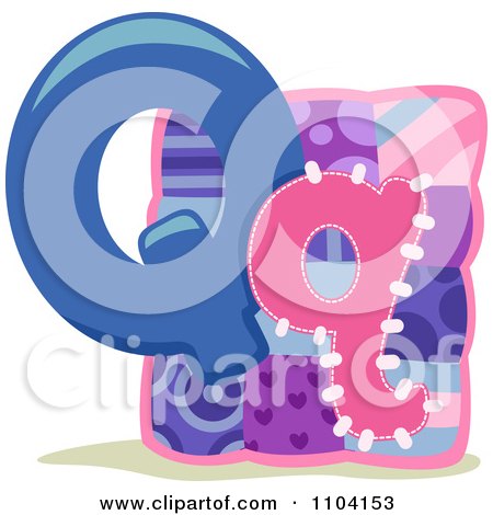 Clipart Capital And Lowercase Letter Q With A Quilt - Royalty Free Vector Illustration by BNP Design Studio