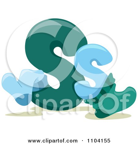 Clipart Capital And Lowercase Letter S With Socks - Royalty Free Vector Illustration by BNP Design Studio
