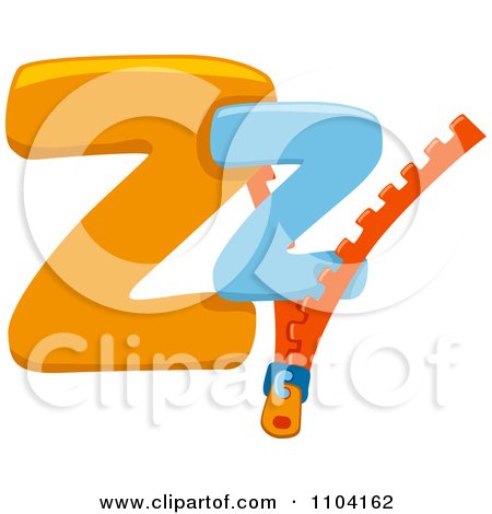 Clipart Capital And Lowercase Letter Z With A Zipper - Royalty Free Vector Illustration by BNP Design Studio