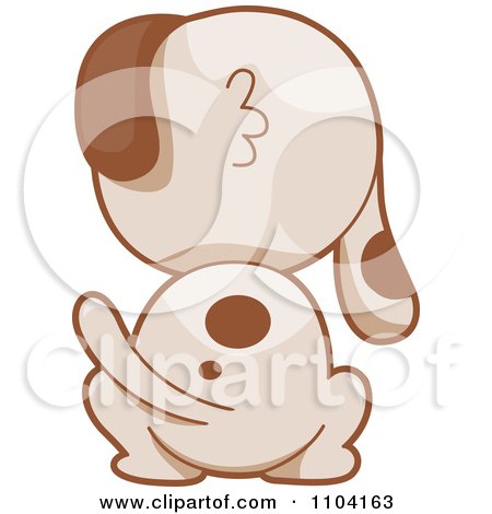 Clipart Hind View Of A Spotted Dog - Royalty Free Vector Illustration by BNP Design Studio