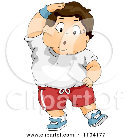 Clipart Overweight Sweaty Boy Exercising - Royalty Free Vector Illustration by BNP Design Studio