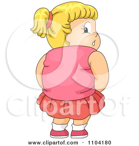 Clipart Overweight Blond Girl Looking Over Her Shoulder - Royalty Free Vector Illustration by BNP Design Studio