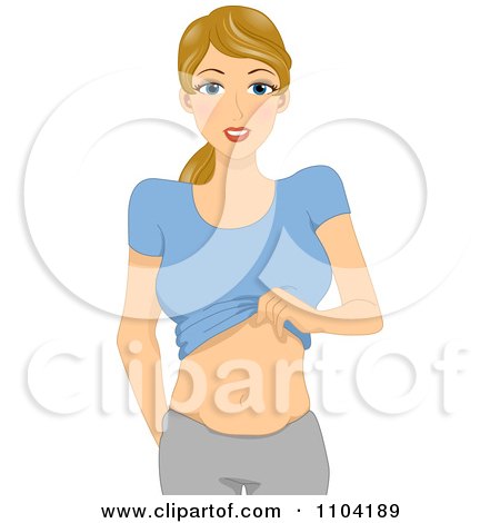Clipart Woman Lifting Her Shirt And Showing Her Belly Fat - Royalty Free Vector Illustration by BNP Design Studio