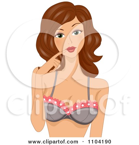 Clipart Beautiful Brunette Woman In A Floral Bra - Royalty Free Vector Illustration by BNP Design Studio
