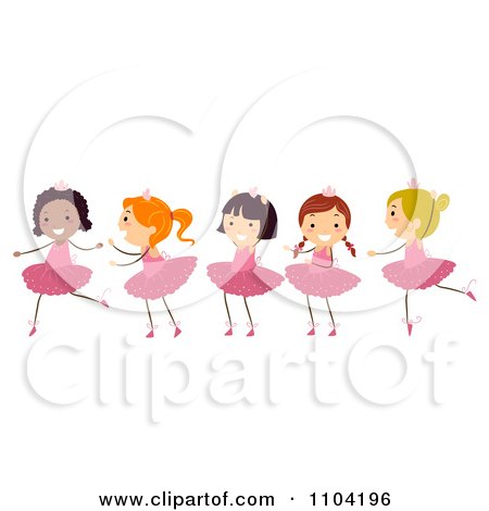 Clipart Group Of Diverse Happy Ballerina Girls Dancing - Royalty Free Vector Illustration by BNP Design Studio