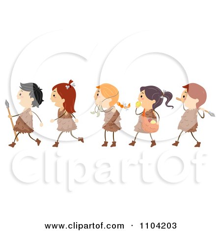 Clipart Stone Age Cave Children - Royalty Free Vector Illustration by BNP Design Studio