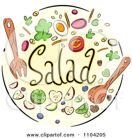 Clipart Salad Icon With Utensils And Toppings - Royalty Free Vector Illustration by BNP Design Studio